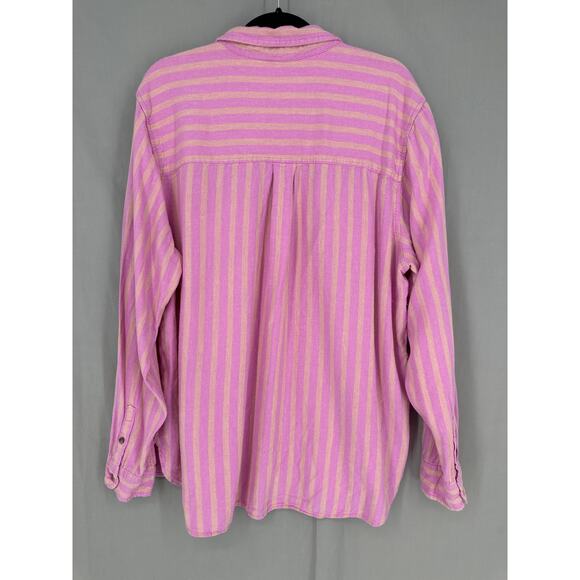 Universal Thread Top Womens XXL Pink Striped Shirt Button Linen Long Sleeve - Picture 3 of 8